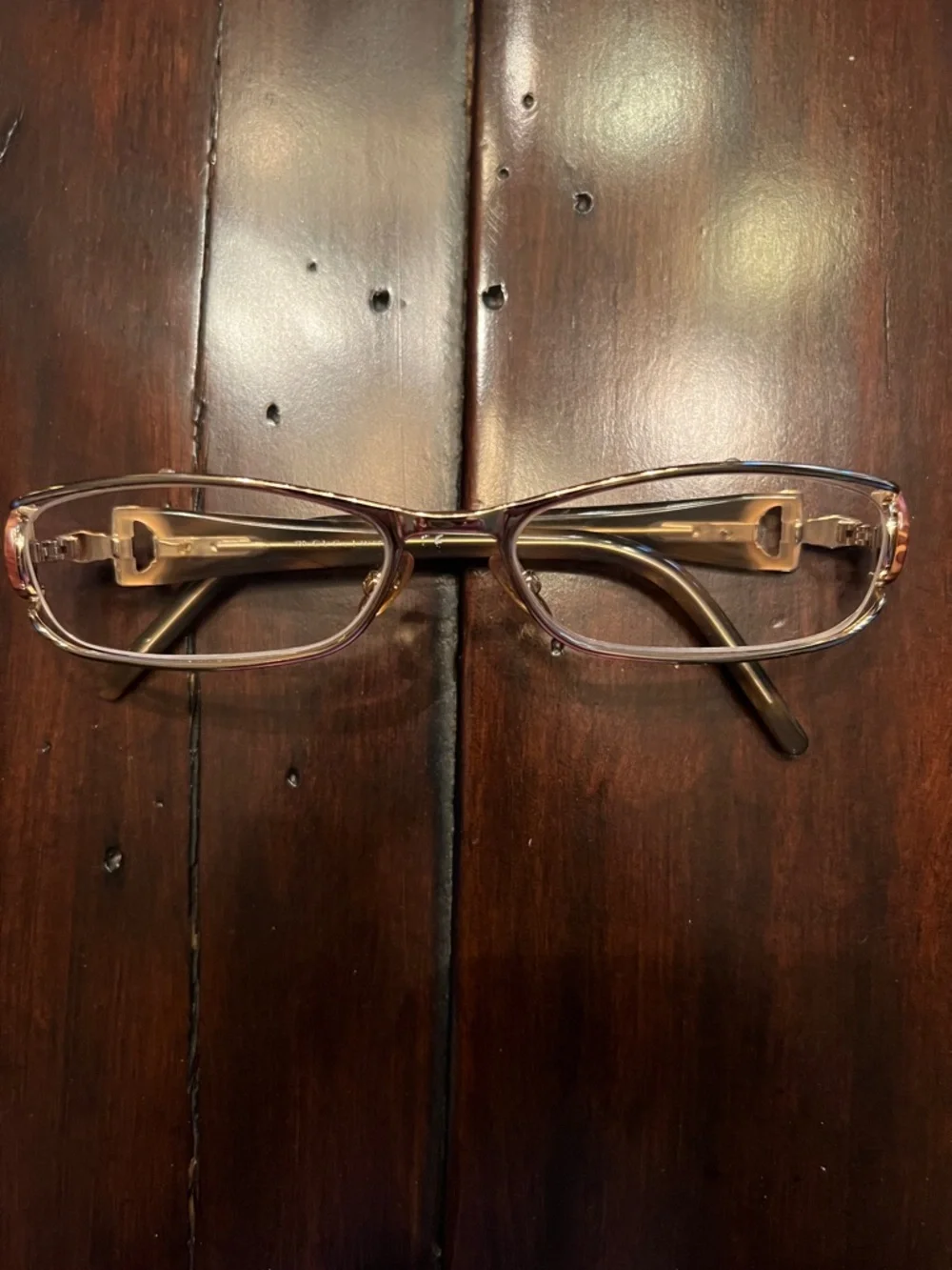 Gucci Gold/Tortoiseshell Slim Rectangular Glasses - Picture 4 of 10